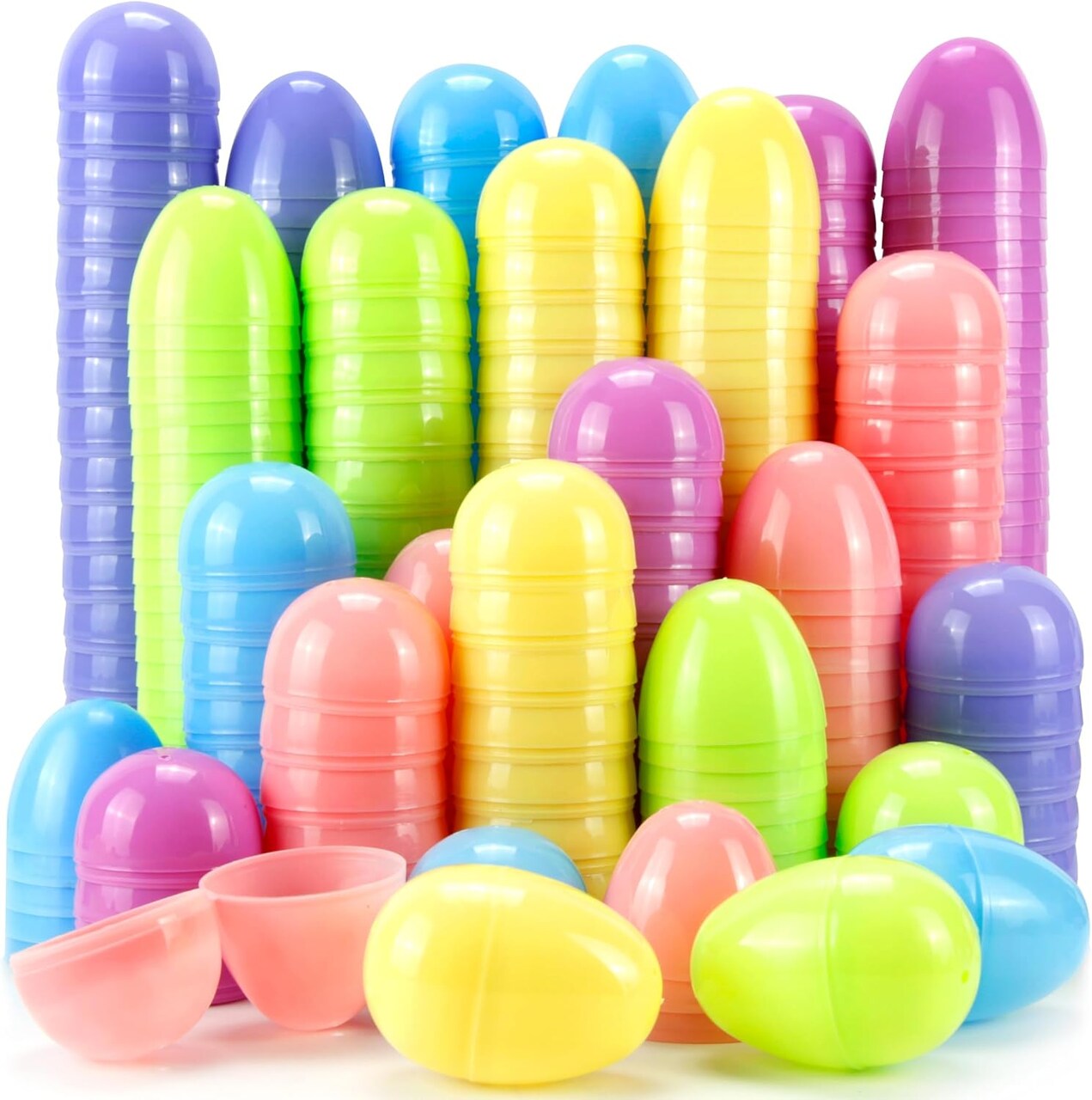 120 Pcs Pastel Colorful Plastic Easter Eggs Bulk, 2.3 ", Fillable Empty Easter Eggs for Fillling Candy, Treats, Easter Hunt Basket Suffers Fillers